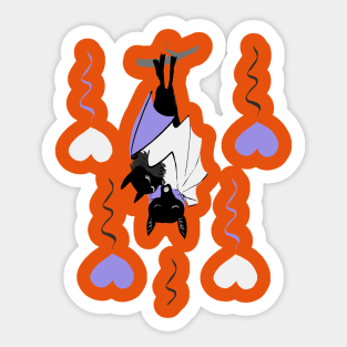 Bat Hugs for Halloween in purple and orange Sticker